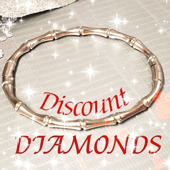 Openable Bamboo Oval Bangle Bracelet inner diam 2 x 2.5 in. Sterling Silver - Picture 3 of 10